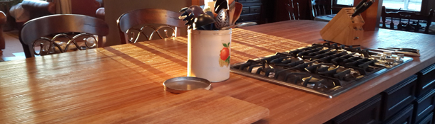 Hand scraped wood countertops are available in butcher block, end grain butcher block, and plank style.