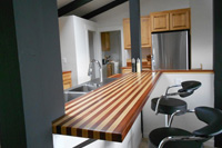 Brazilian Cherry and Maple Alternating Strip Butcher Block Countertop